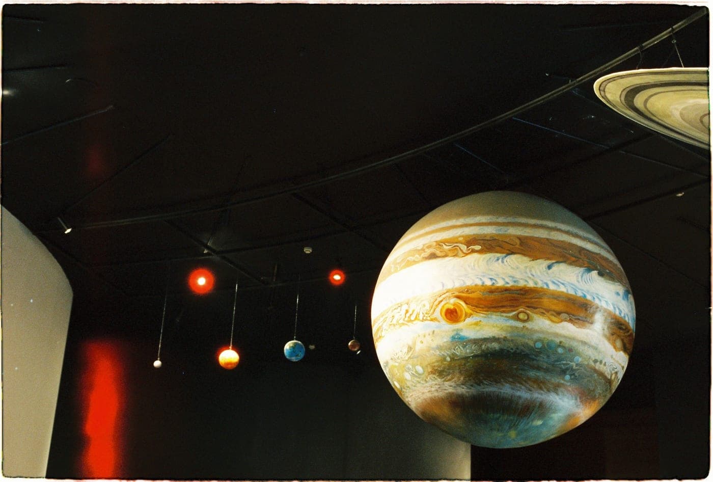 A scale model of the solar system on display in a science museum